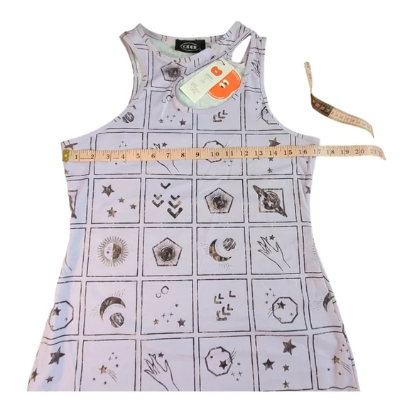 NWT Cider Halloween Graphic Cutout Sleeveless Maxi Dress Purple Side Slit Large - Picture 5 of 16